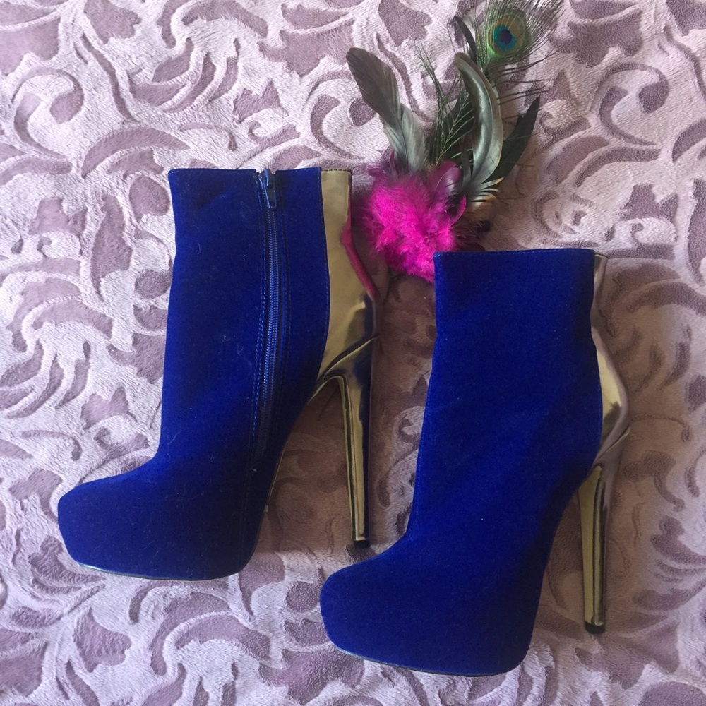 Blue Velvet Booties